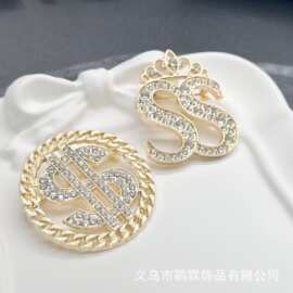 转运胸针旋转镶钻美元老钱风炫酷服装领针配饰钱多多胸针