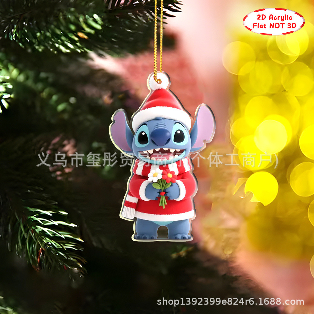 Transfronterizos temu Xiyin nuevo Stiltys decoración de Navidad decoración de automóviles colgante plano acrílico 2D lista