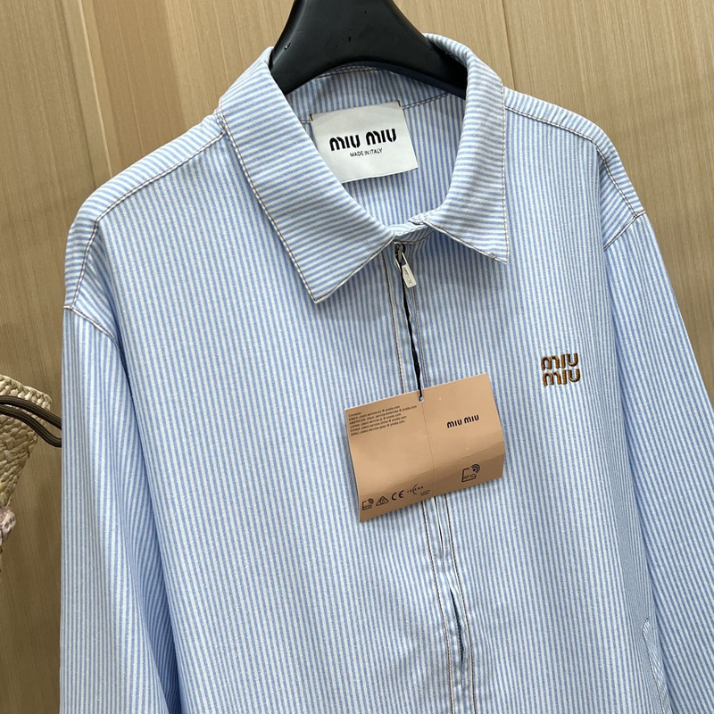 Mm25 Autumn and Winter New Korean Style Lapel Embroidered Letters Blue Washed Stripesd Jacket