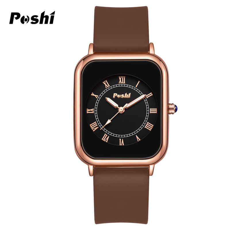 POSHI reloj de mujer popular cuadrado reloj de mujer TikTok Live impermeable de silicona par reloj de cuarzo reloj de mujer