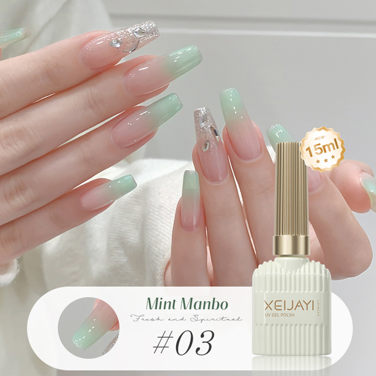 Mint Mambo Gel de esmalte de uñas Verano Nuevo pegamento de esmalte de uñas a través del hielo Nuevo salón de uñas de larga duración para mujeres populares
