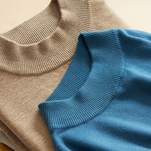Wholesale Half High Collar Base Shirt Autumn and Winter New Men's Pullover Sweater Candy Color Casual Loose Knitted Sweater