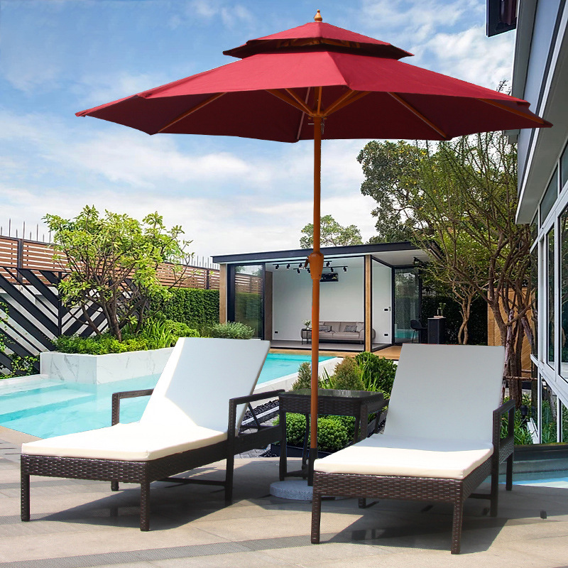 Piscina al aire libre ocio reposabrazos reclinable acostado cama patio balcón Sunshine Room área de descanso Hotel reclinable con paraguas