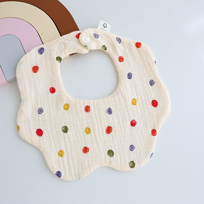 Babero de gasa de algodón de seis capas para niños, toalla para la saliva tipo cuello, babero giratorio para bebés, anti-regurgitación, protección para el vientre.