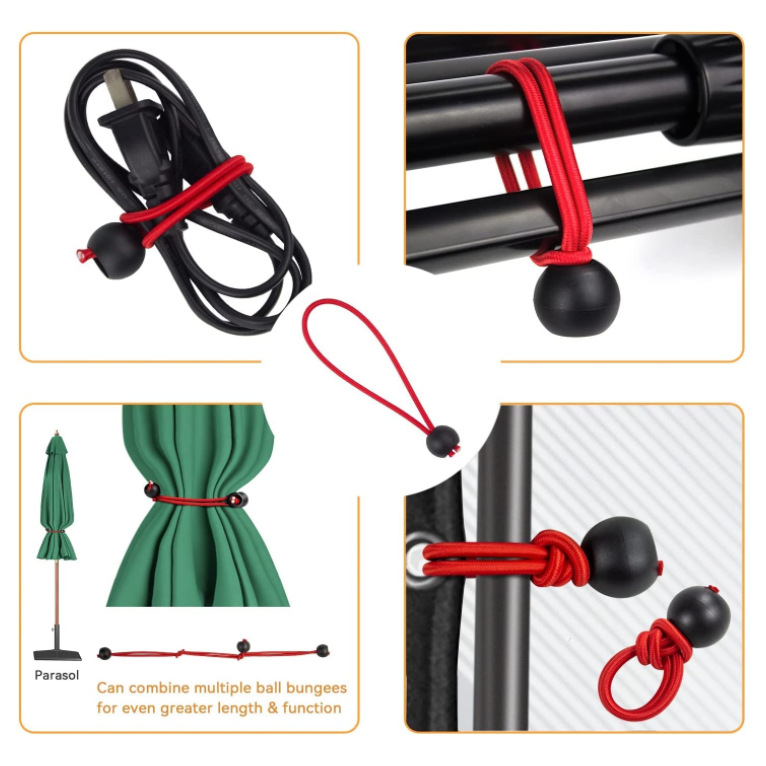 红色弹性绳带用于露营遮蓬防水布帐篷收容所电缆整理绳遮阳篷球绳