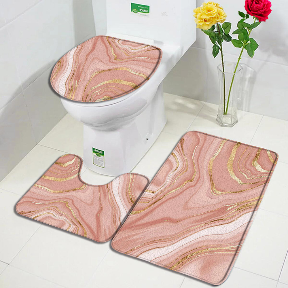 Baño transfronterizo de tres piezas aislante de frío absorción de agua alfombra de franela resistente al desgaste y sucia fácil de cuidar alfombra antideslizante de decoración doméstica