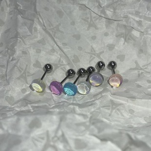 Colorful Ear Nail Titanium Steel Ear Nail Screw Buckle Hot Girl Sweet Cool Style Ear Nail Women's Simple All-match Ear Jewelry