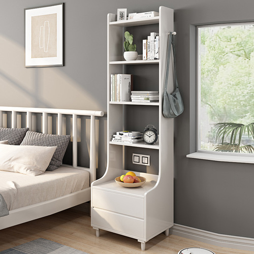 Bedside Storage Shelf, Nordic Solid Wood Bookshelf, Small Apartment Organizer, Simple Design for Home Use—Floor-Standing Storage Rack for Living Room & Bedroom