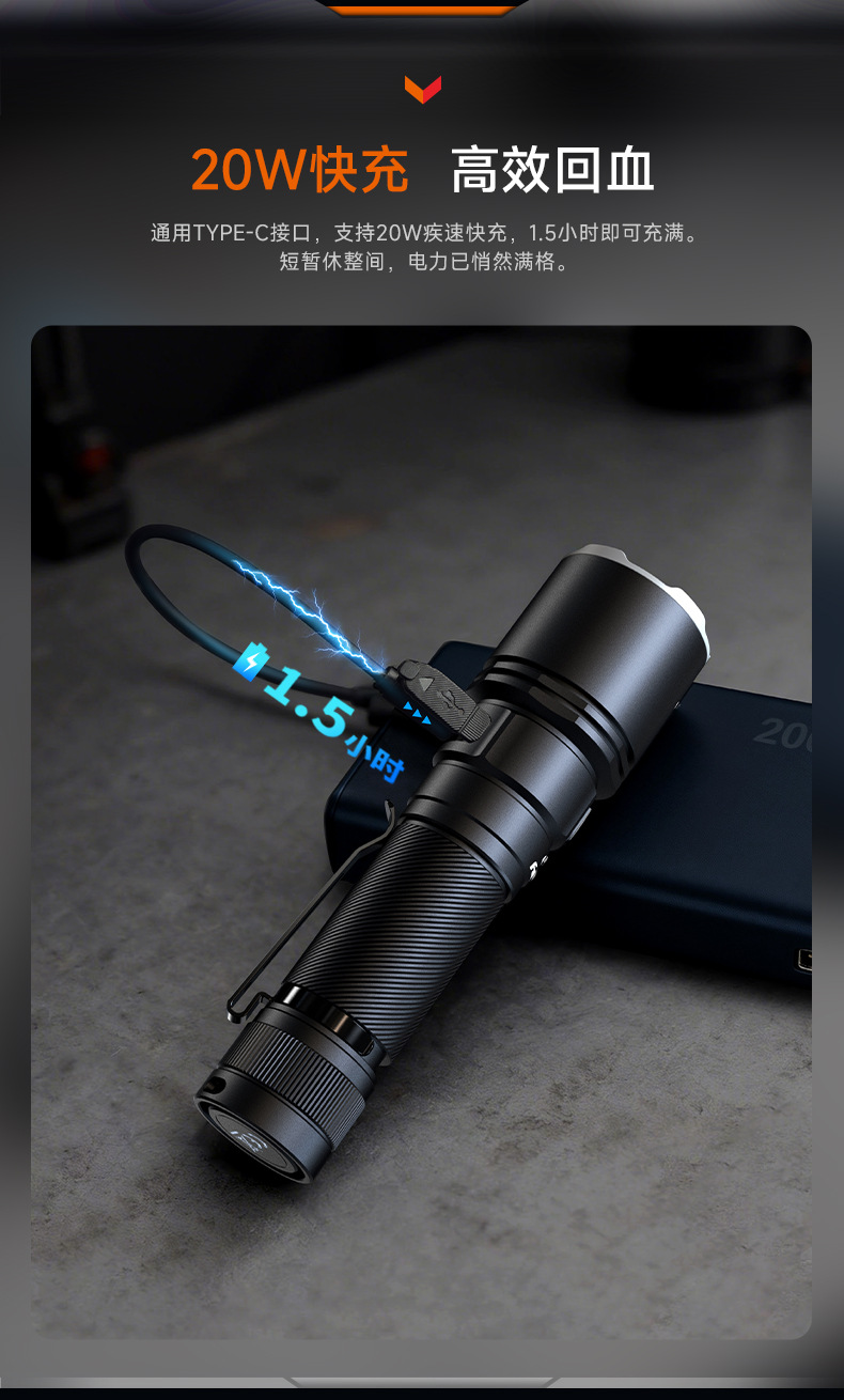 Fenix C7 Pro High-Intensity Long-Range Flashlight Search Rechargeable Outdoor Emergency Magnetic Work Light