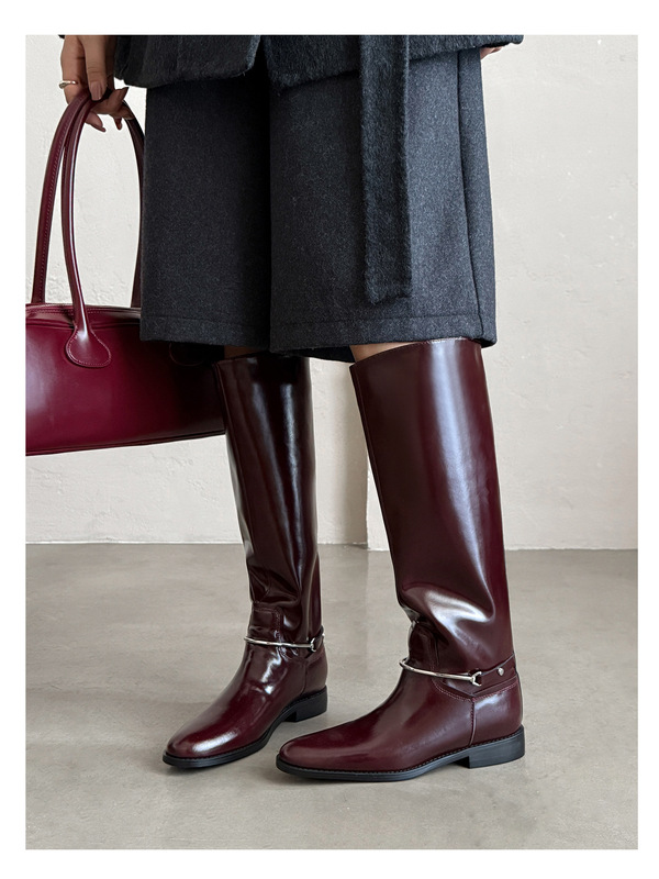 Kmeizu Shows Straight Legs ~ Long Boots for Women, Autumn and Winter Knee-High Boots for Tall Girls, Straight Loose Knight Boots, Flat High-Top Riding Boots