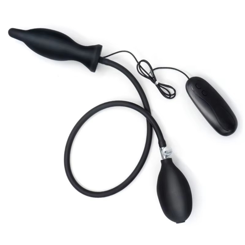 Inflatable Vibrating Anal Plug, 10-Frequency Silicone Expanding Prostate Massager, Black — detail image 3