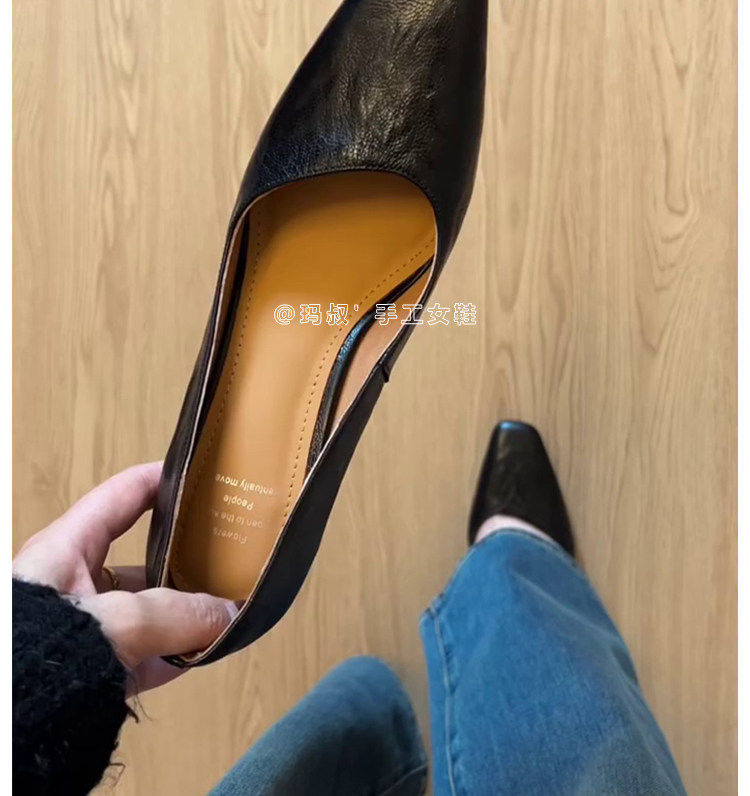 Giày cao gót nữ mũi vuông gót thô cổ thấp da cừu phong cách công sở thanh lịch, gót 6–8 cm — Hàng có sẵn màu đen chi tiết 23