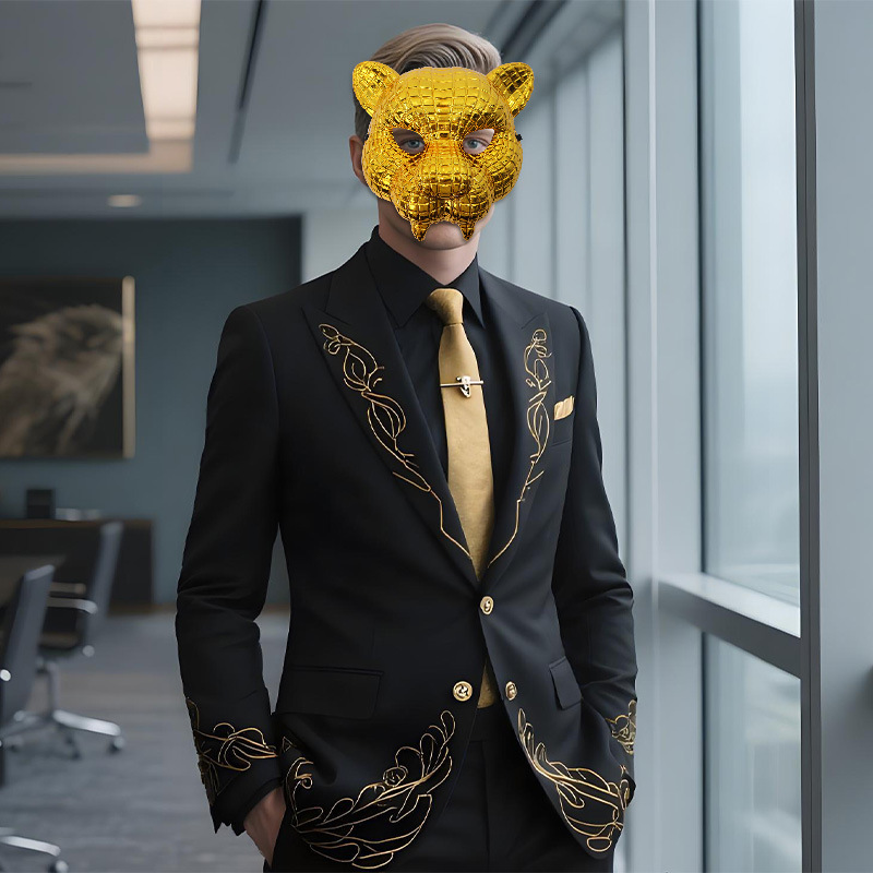 Ventas transfronterizas de Halloween leones y leopardos galvanizados props de simulación de animales de baile disfraz cos máscara