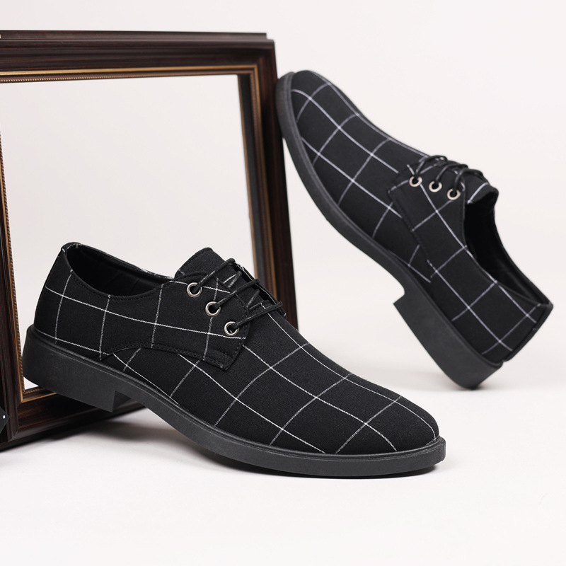 Primavera y otoño Zapatos de cuero formales de negocios casuales británicos Zapatos de hombre Zapatos individuales de lona interior Zapatos de traje con cordones Zapatos casuales de hombre