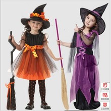 儿童万圣节服装女童小女巫角色扮演cosplay演出巫婆表演服幼儿园