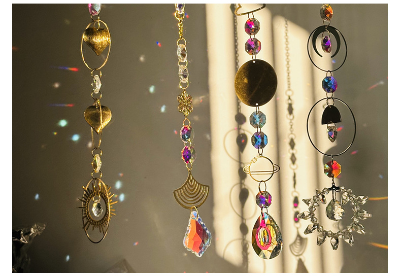 1 Piece Quantity Indoor Occasion Valentine'S Day Birthday Romantic Clouds Heart Shape Crystal Brass Dreamcatcher Wall Art