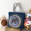 Retro knitted one-shoulder bag, backpack, ethnic cloth, with embroidery, ethnic style