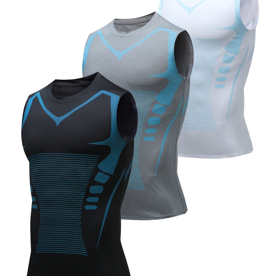 PRO chaleco deportivo para hombre de secado rápido, medias de alto elástico, fitness, baloncesto de manga larga, entrenamiento de carrera, camiseta de manga corta, base