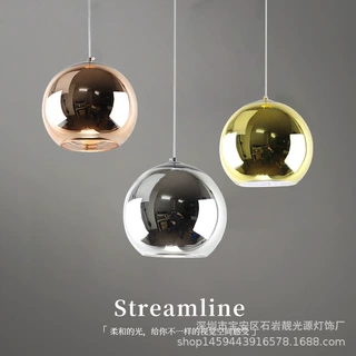 现代简约双孔古铜电镀玻璃球吊灯酒店工程吧台KTV过道球餐厅灯具