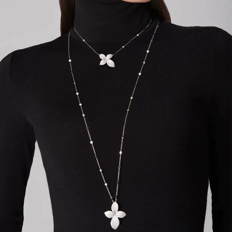 Европейский и американский новый цветок двойной ожерелье высокого уровня со стразами длинное ожерелье моды сценический аксессуар Necklace