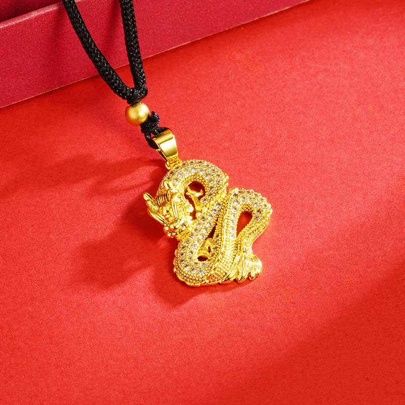 Antiguo patrimonio joyería Panlong collar Vietnam arena oro Diamante Negro cuerda adornos unisex a largo plazo no se desvanece suministro