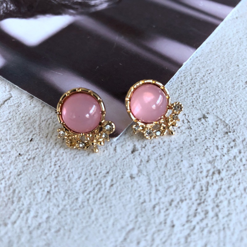 Fashion Pink Drip Glaze Glass Gem Stone Geometric Earrings Wholesale Nihaojewelry display picture 8