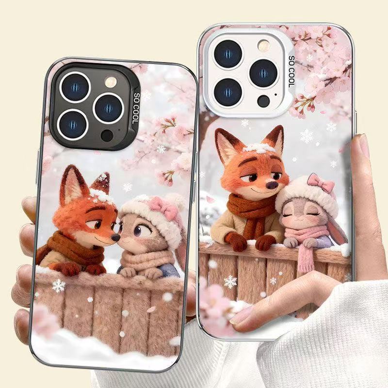 Flat Printed Winter Judy Nick Couple Color Silver Mobile Phone Case Suitable for Apple Oppo Xiaomi Vivo Huawei