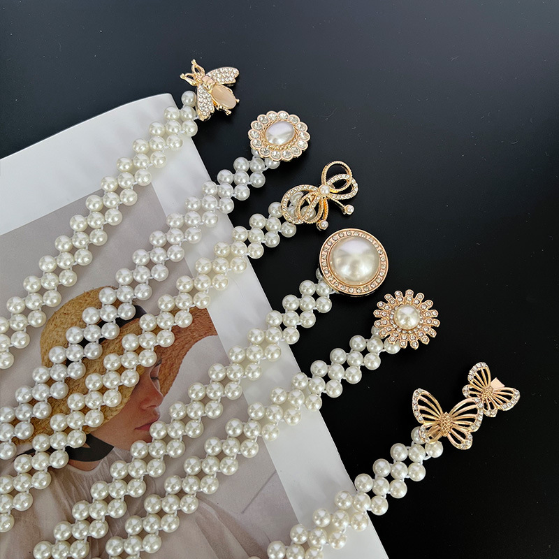 Fashion Bee Butterfly Alloy Beaded Inlay Artificial Diamond Pearl Womenu0027S Waist Chain 1 Piece