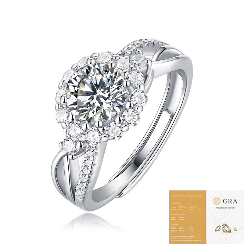 本物のDカラー モアサナイト 婚約指輪・結婚指輪 カップル用 レディースリング 1カラット s925シルバー 色褪せない レディース 6本爪リング|undefined