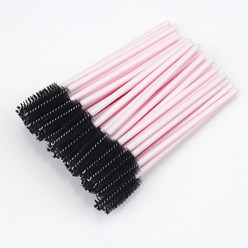 50 pcs/paquete de cepillo de nailon desechable mini riel de pestañas de color portátil cepillo de cejas en espiral cepillo de pestañas peine de maquillaje