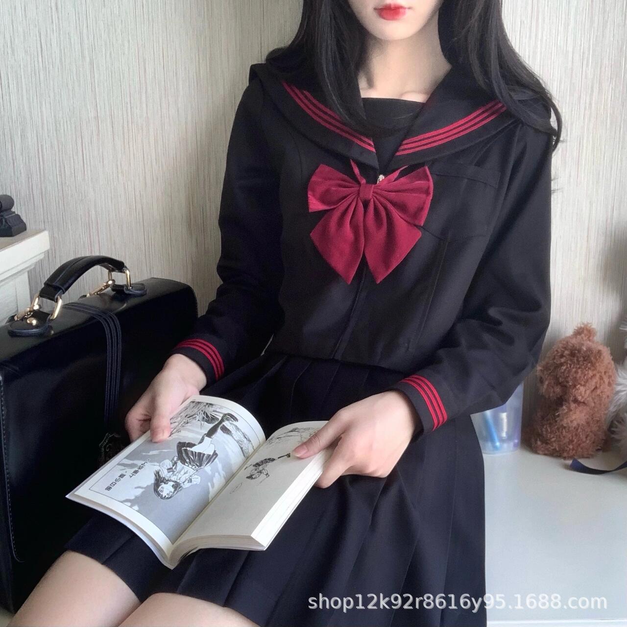 in stock Direct Supply Japanese Orthodox Red Three JK Uniform Ssailor Suit Orthodox Basic Red Three Skirt suit