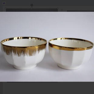 �僽�߅�������մ����gold trimmed fuli embossed rice bowl