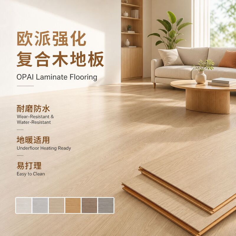 Oupai Laminate Wood Flooring, Wear-Resistant and Waterproof, Special Engineering Flooring for Floor Heating, Household Environmentally Friendly Wood Flooring