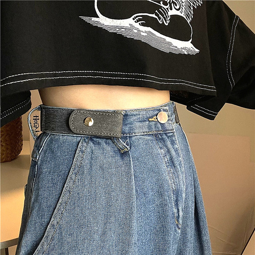 Short version slim stretch invisible buckle elastic adjustable lazy belt canvas casual simple fashion jeans