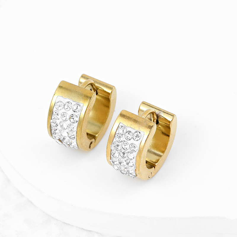 Amor diamante titanio acero hebilla pendientes traje Cruz de acero inoxidable joyería minimalista europea y americana