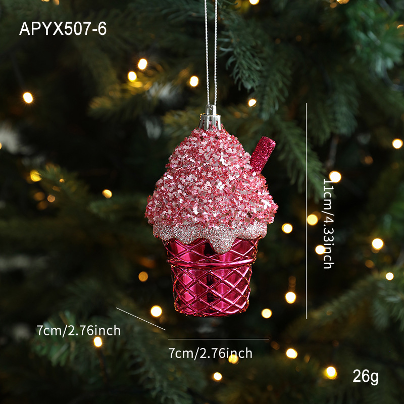 Nuevo producto colgante de plástico rosa rosa rosa de color colgante de dibujos animados pastel oso árbol de Navidad decoración de ventana