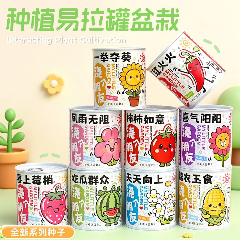 小学生奖品易拉罐盆栽幼儿园diy种植花卉桌面摆件迷你绿植小盆栽