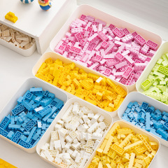 子供のおもちゃの部品の分類の箱のレゴの収納の箱のプラスチックは小さい粒子の積み木の仕切りの収納の箱を重ねることができます。