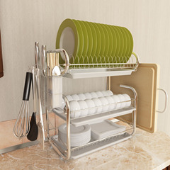 Kitchen organizer three-layer 9-shaped dish rack drain bowl rack countertop dish drying rack household kitchenware storage rack wholesale