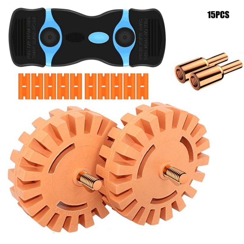 跨境15件残留物清洁刮刀刀片组合工具双刃刮刀搭配去胶头打磨轮