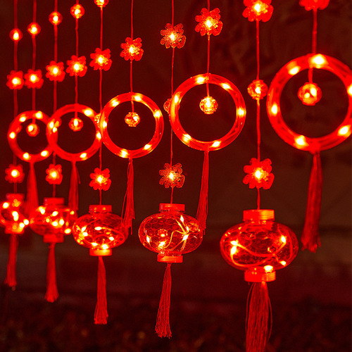 春节款彩灯合集新年装饰福字中国结红灯笼灯串过年新春节庆窗帘灯