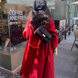 【西西里红色大衣】安娜同款浴袍大衣双面羊毛毛呢外套女中长款冬