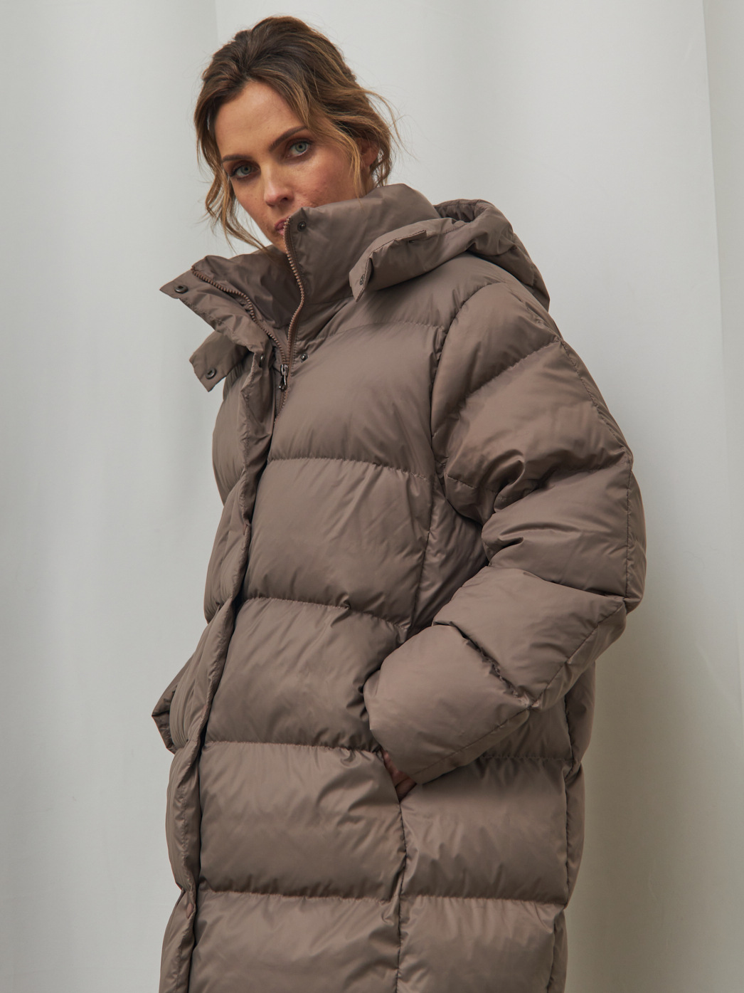 Dames lange donsjas met capuchon warme winterjas_voghion.com