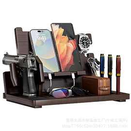 木制桌面置物架卧室床头手机充电底座收纳整理器扩展坞实木收纳架