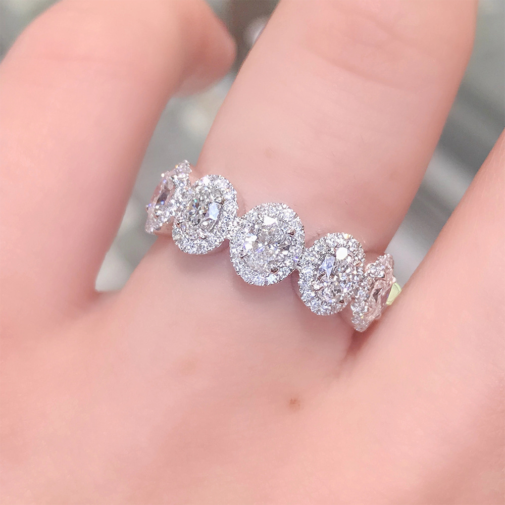 Cao Shi Simple Five Circle Zircon Ring Korean Round Zircon Ring Female Yiwu Trinket_voghion.com