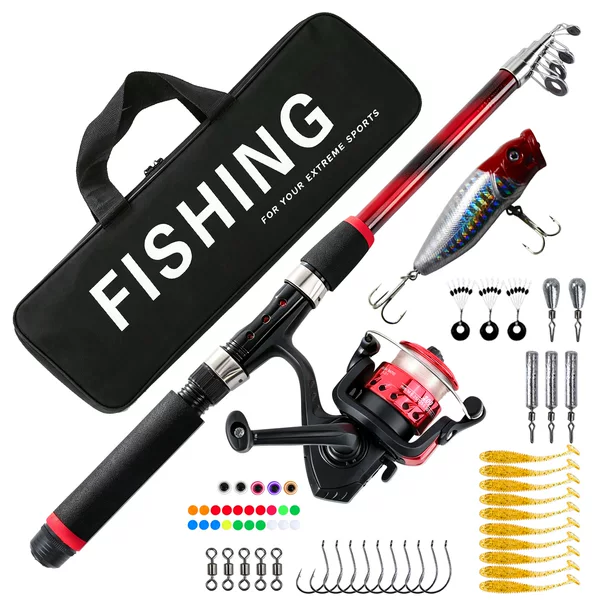 Outdoor fishing gear set, telescopic lure rod 1.8M, rod and reel bag, complete set, factory direct sales, foreign trade supply, cross-border