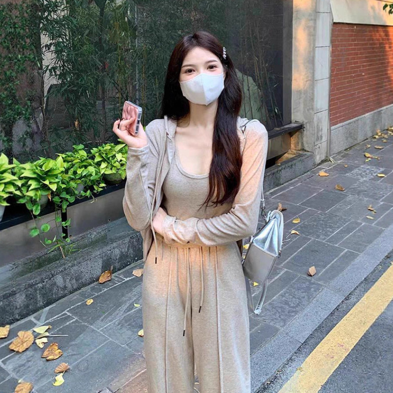 网红休闲运动套装女2025春秋搭配一整套感时尚卫衣卫裤三件套洋气|undefined