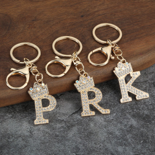 Fashion Korean Zinc Alloy Women's Flash Diamond Letter Decoration Keychain Elegant Temperament Handbag Backpack Pendant in stock