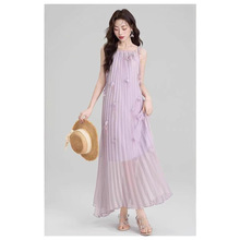 特价清仓 不退不换   海边度假风显瘦气质收腰连衣裙中长款