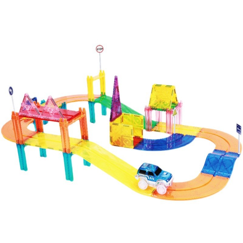 Accesorios de lámina magnética de vagón de ferrocarril complementarios de vagón eléctrico magnético de tráfico ferroviario bloque de construcción juguete de ensamblaje para niños